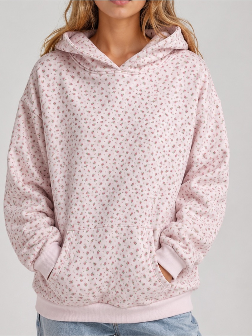 As Revival Pink Floral Hoodie Large Casual Activewear Loungewear Cottage Girly